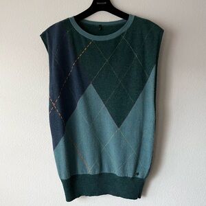 benetton wool argyle sweater vest